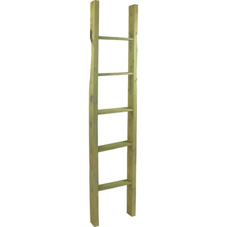 Ekena Millwork 15"W x 72"H x 3 1/2"D Vintage Farmhouse 5 Rung Ladder, Barnwood Decor Collection, Restoration Green DECR015X072X04LDRGR